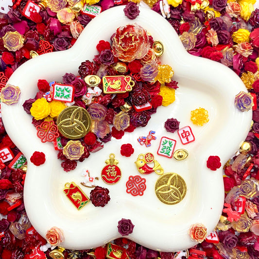 Auspicious Red Nail Charm+Metal Mix-glow(Miki) - NailC