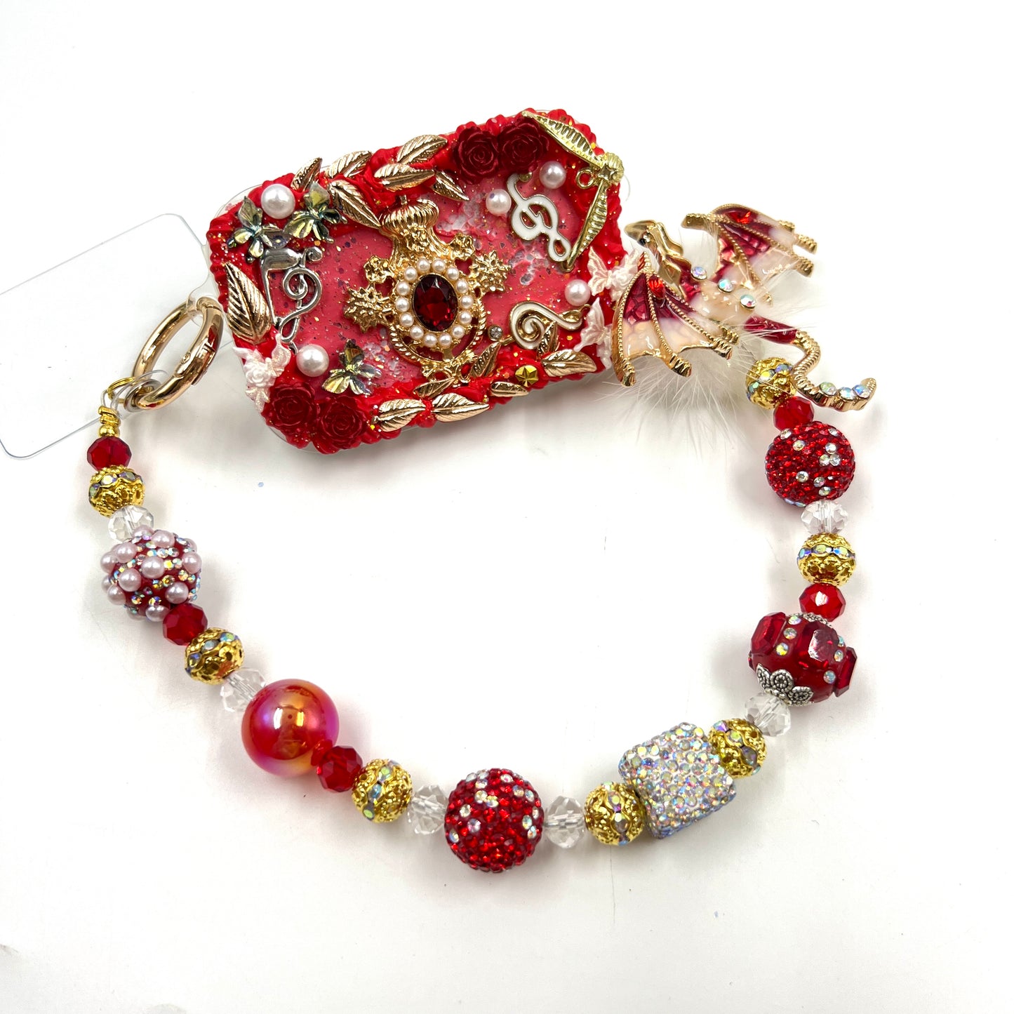 Handmade Phone Clip With Mirror - Cream Glue