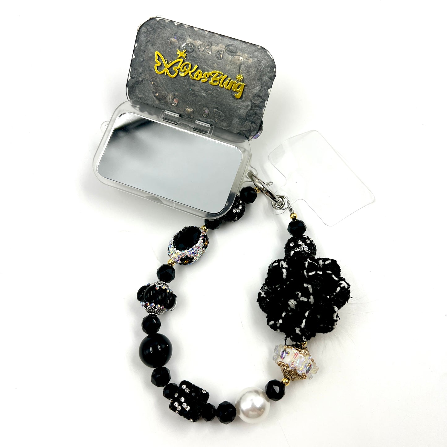 Handmade Phone Clip With Mirror - Cream Glue