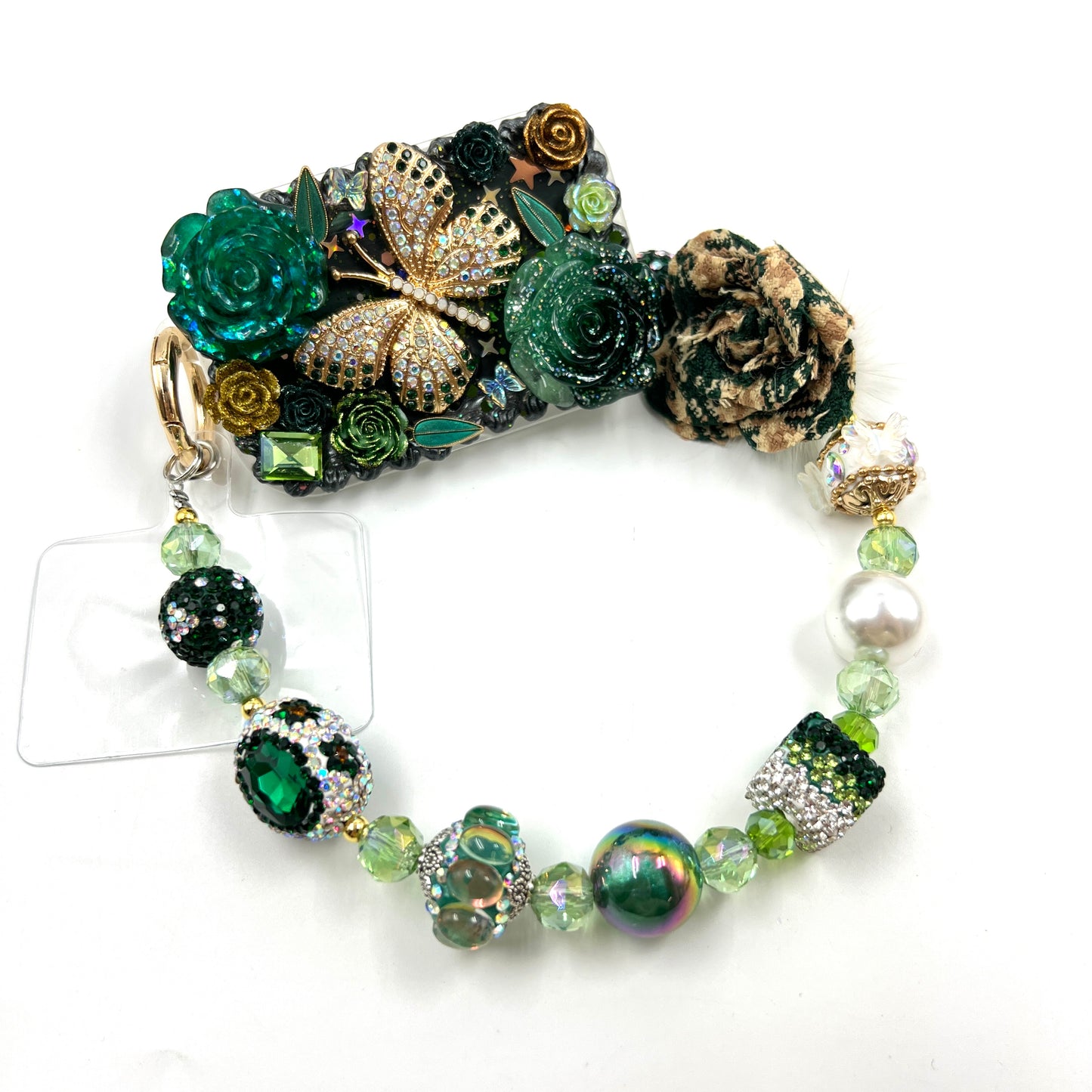 Handmade Phone Clip With Mirror - Cream Glue