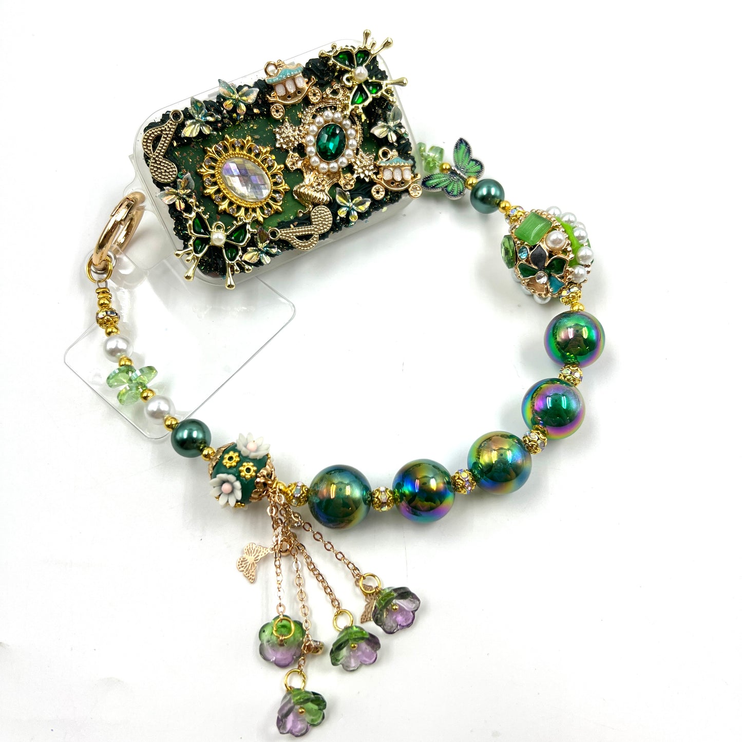 Handmade Phone Clip With Mirror - Cream Glue