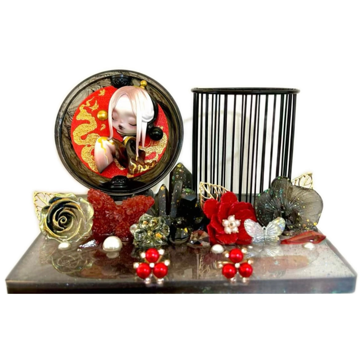 【20% OFF LIVE OFFER】Handmade Resin Stand with Doll Brush Holder & Phone Stand Feature Blind Bag 2