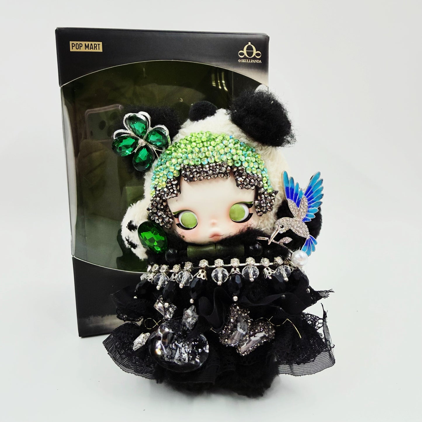 Lazy Panda Skull Panda Handmade Diamond Plush Doll