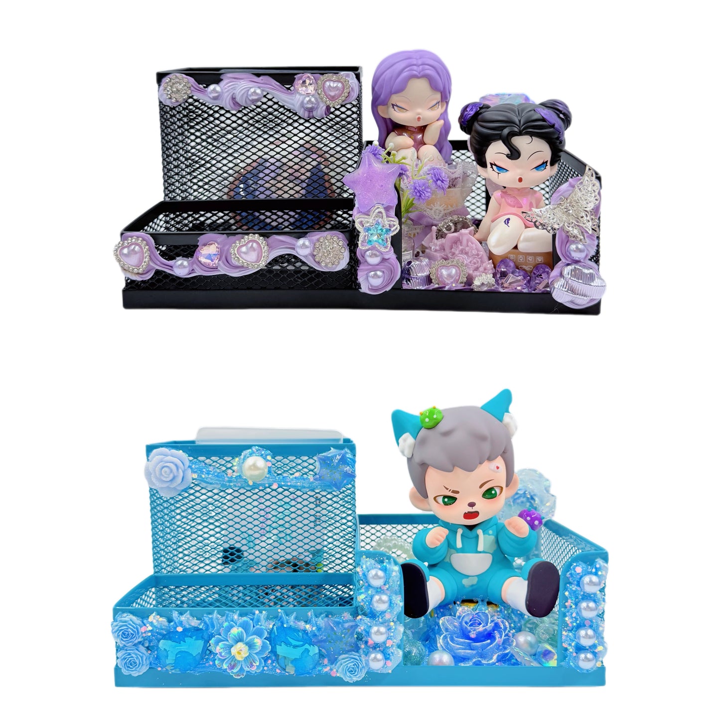 Handmade mesh desk organizer with Cream Glue, Doll DIY – Kosbling Handmade Blind Bag