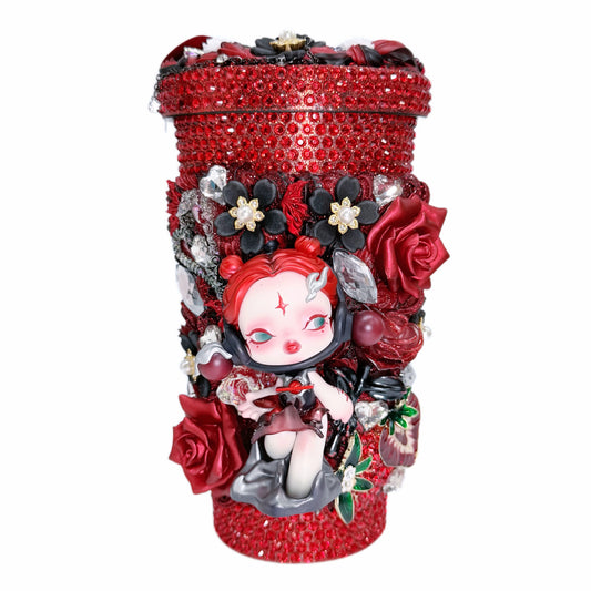 Handmade Rhinestone-Embedded Straw Cup with Cream Glue, Doll DIY - Kosbling Handmade Blind Bag