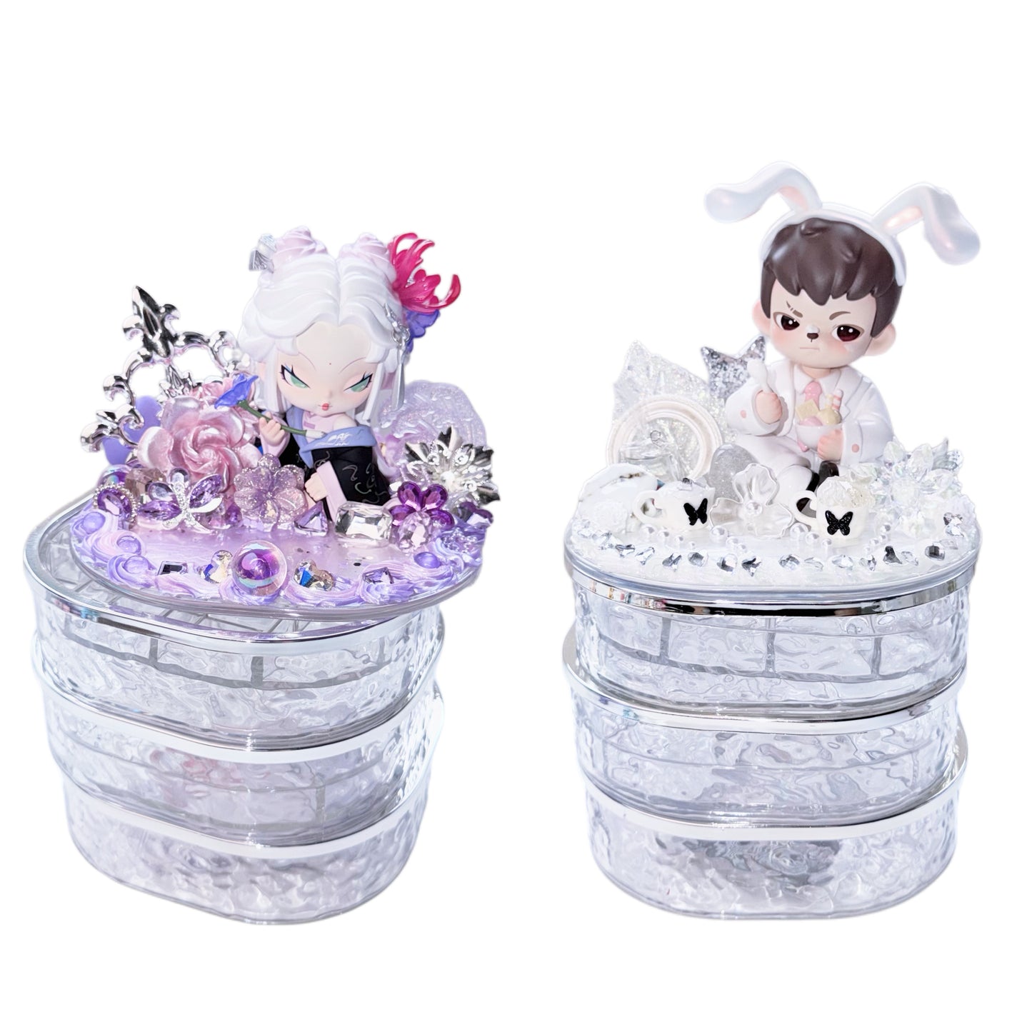 Handmade Wavy 3-Tier Rotating Storage Box with Cream Glue Doll DIY - Kosbling Blind Bag