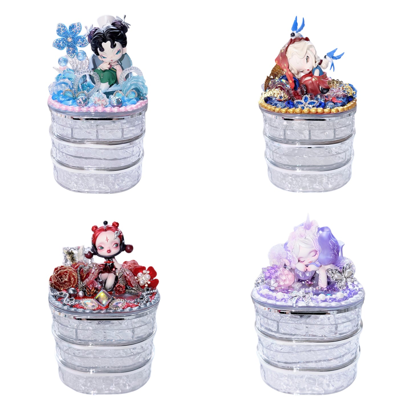 Handmade Wavy 3-Tier Rotating Storage Box with Cream Glue Doll DIY - Kosbling Blind Bag