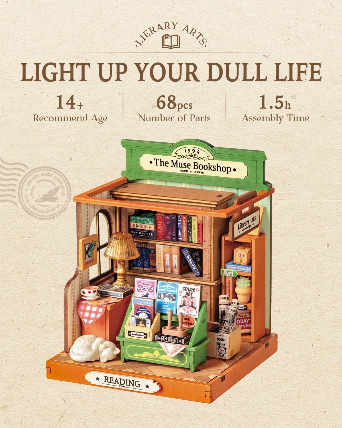 The Muse Bookshop - Miniature Dollhouse Kit Series