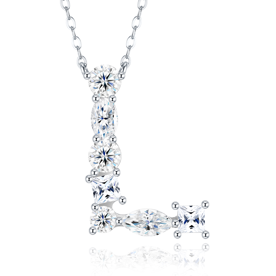 Slender Letter Multi-Moissanite Necklace