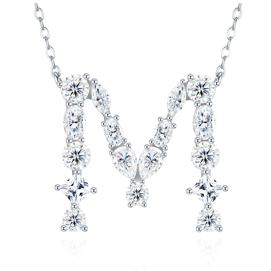 Slender Letter Multi-Moissanite Necklace