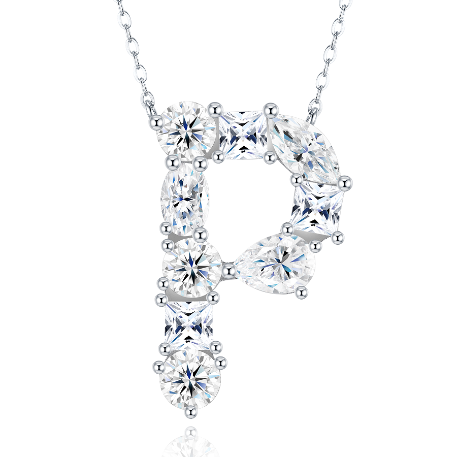 Slender Letter Multi-Moissanite Necklace