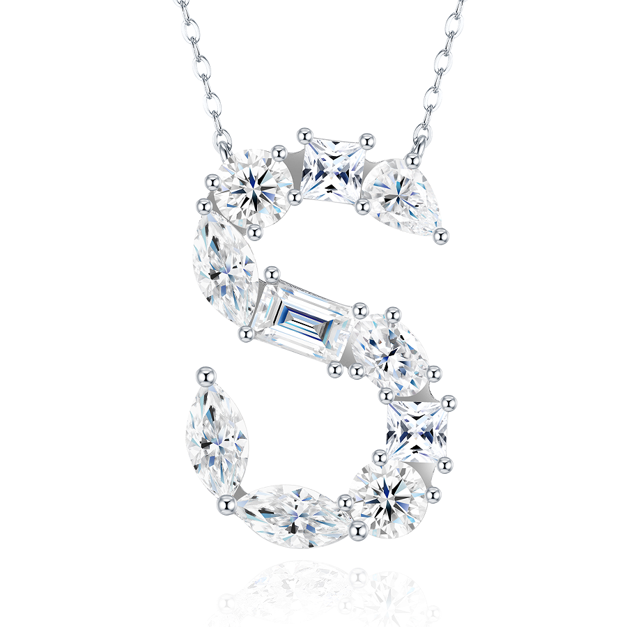 Slender Letter Multi-Moissanite Necklace