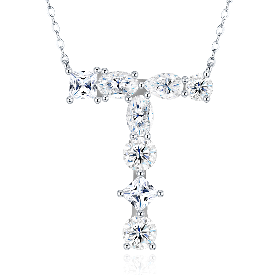 Slender Letter Multi-Moissanite Necklace