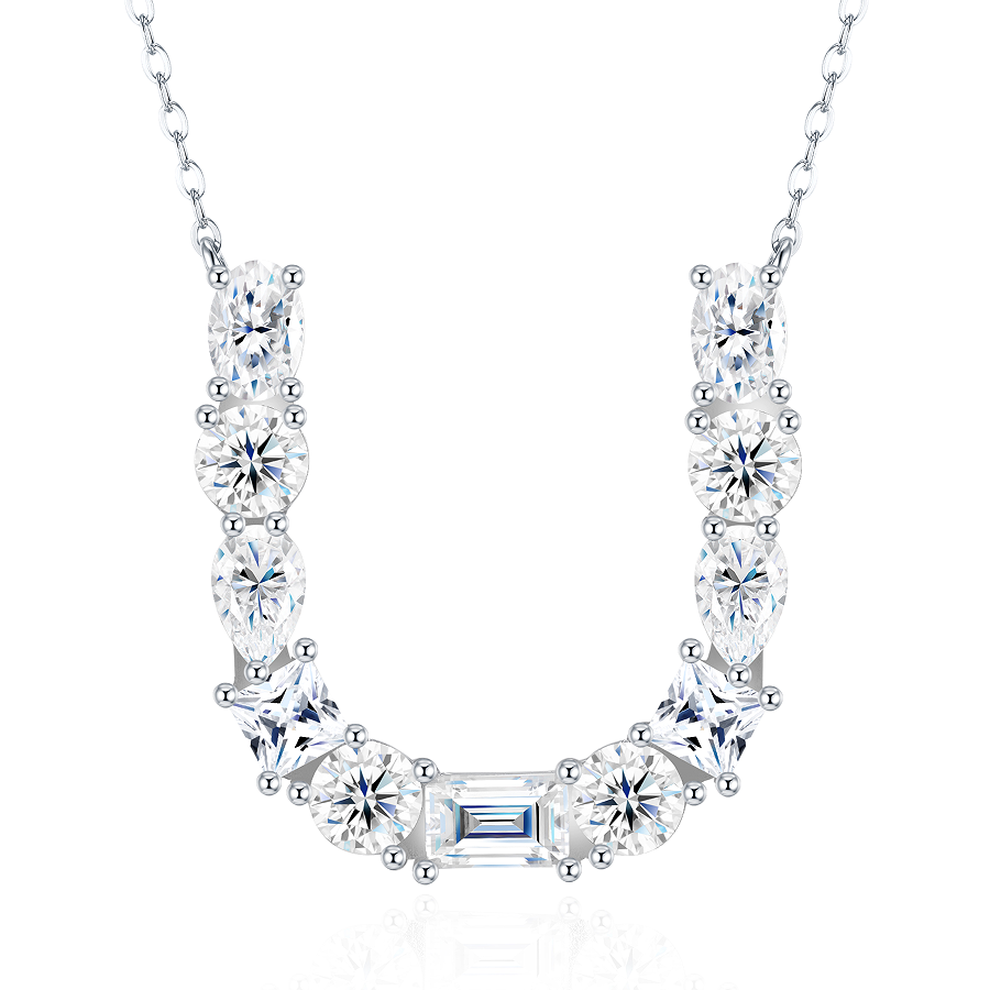 Slender Letter Multi-Moissanite Necklace