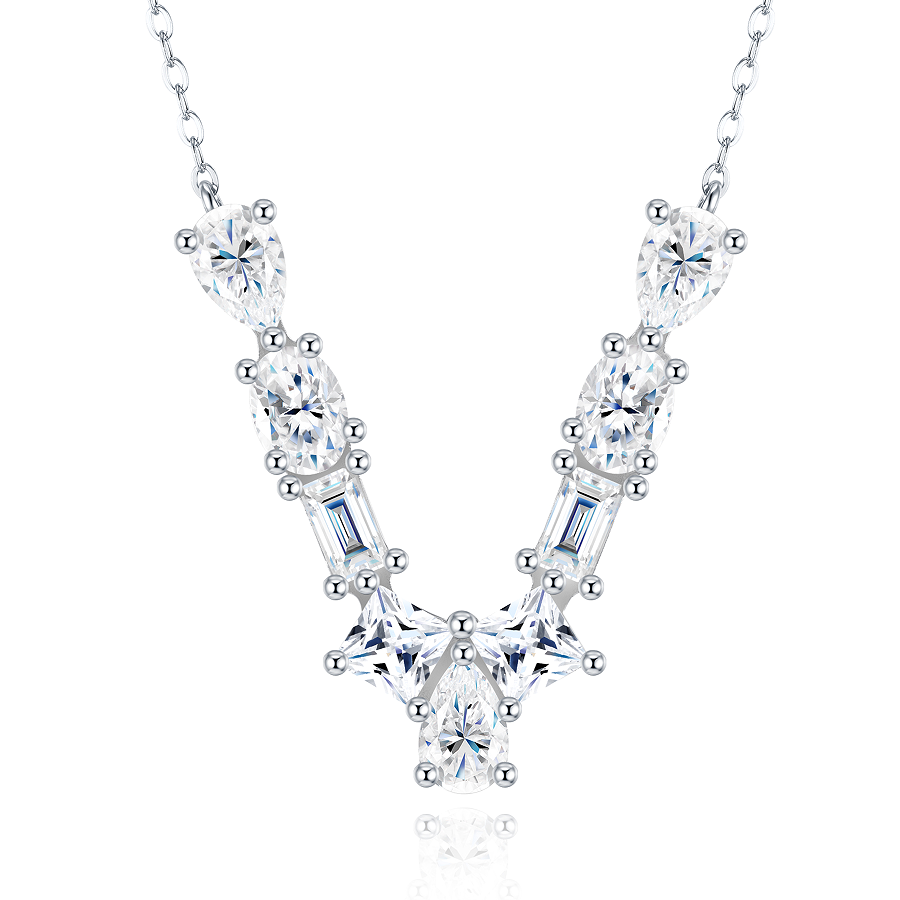 Slender Letter Multi-Moissanite Necklace
