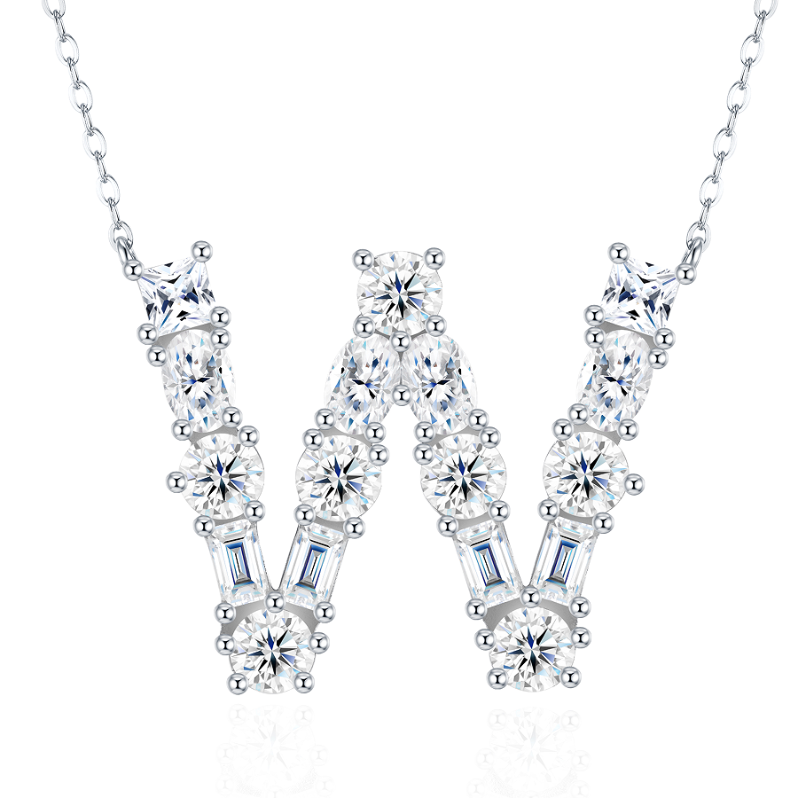 Slender Letter Multi-Moissanite Necklace