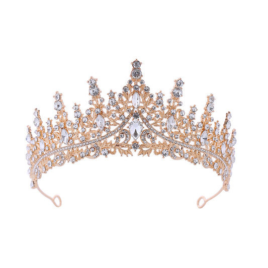 KOSBLING Gold and White Diamond Crown Alloy Rhinestone Hair Accessory(Accessories)-HO1
