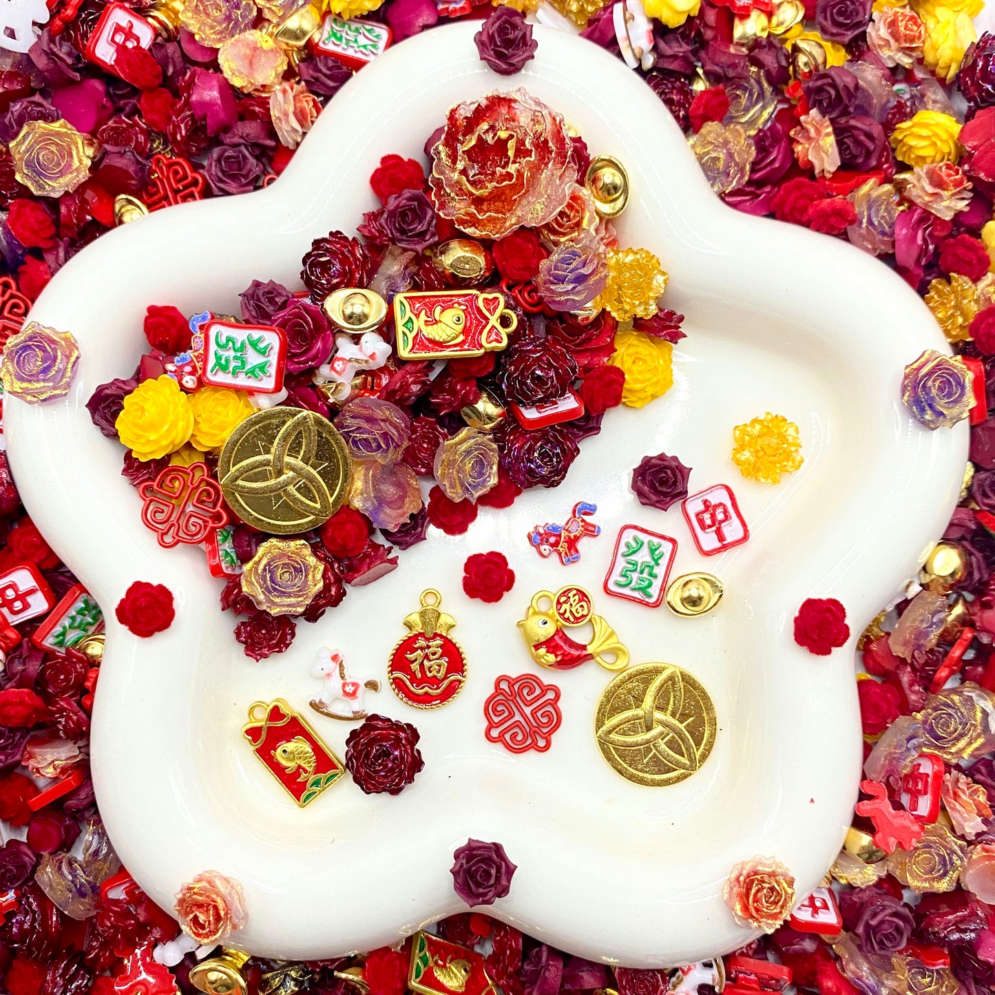 Auspicious Red Nail Charm+Metal Mix-glow(Miki) - NailC