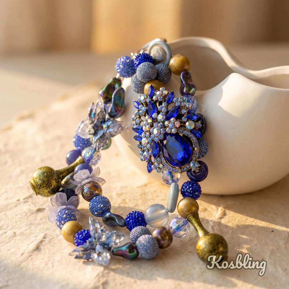 【Buy One Get One Equal Volume For Free】Vintage Blue Beads Mix For Keychains(Miki)-BD