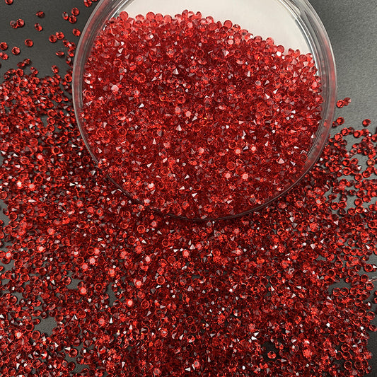 3mm(0.12 in) Red Diamond Pointyback Transparent Resin Rhinestone (No Luminous) - 5 Colors