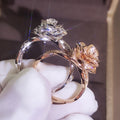 【Discount】White/Rose Gold Rose-Shaped Ring with Zircon - BL1