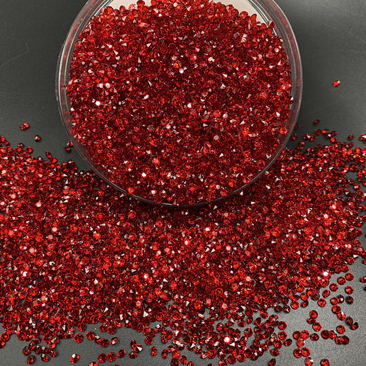 3mm(0.12 in) Red Diamond Pointyback Transparent Resin Rhinestone (No Luminous) - 5 Colors