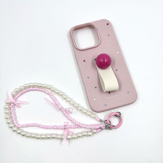 Kosbling dopamine pink polka dots phonecase with phonechain