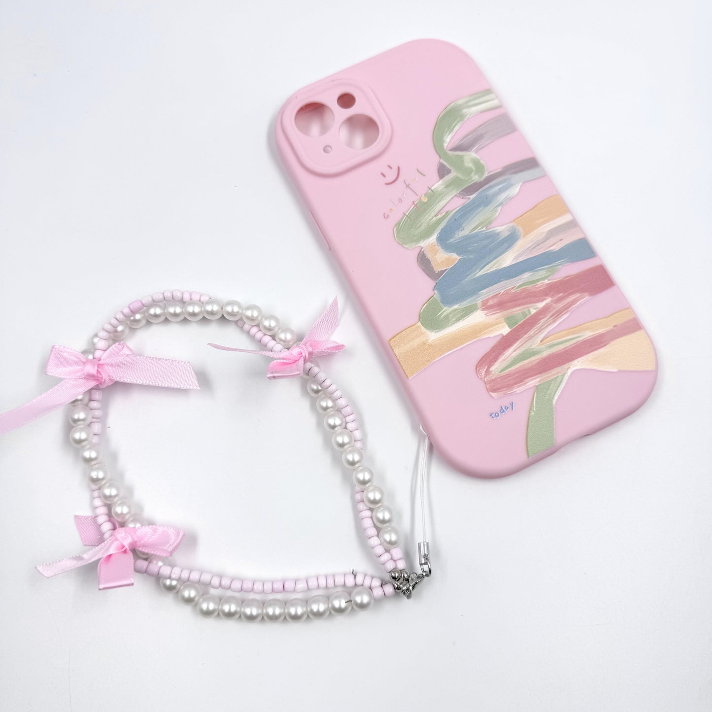 Kosbling pink graffiti print phonecase with phonechain