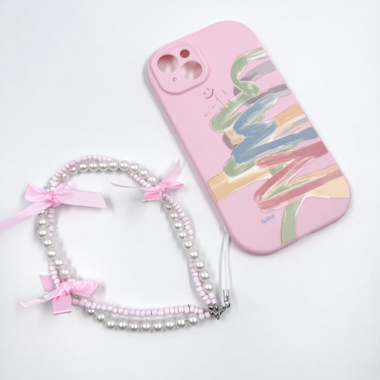 Kosbling pink graffiti print phonecase with phonechain