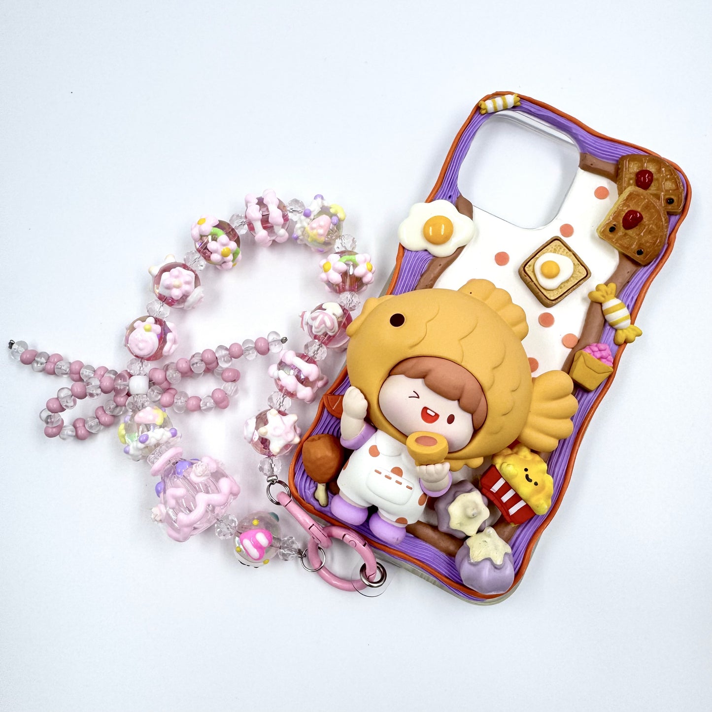 Kosbling handmade rorojump cream iphne 15 promax phonecase with phonechain