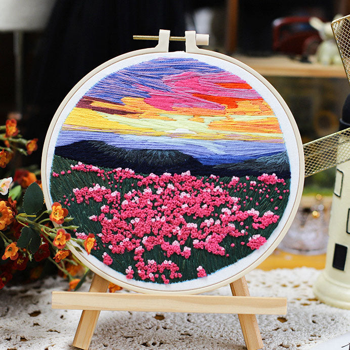 Pink Field of Blossoms - Embroidery Kit