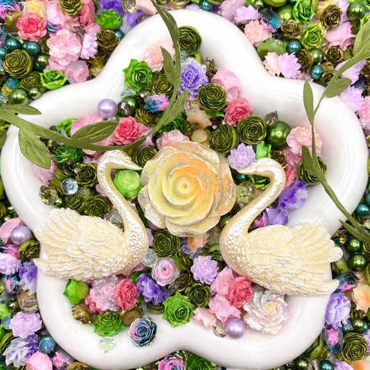 Enchanted Swan Nail Charm + Rose Mix-glow(Miki)- FC1