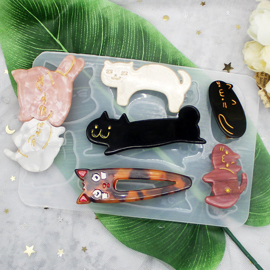 DIY cats and hair clip handmade silicone resin mold