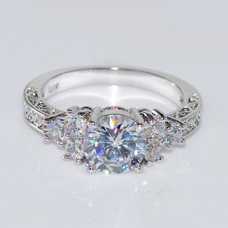 【Discount】Zircon White Copper High-End Shiny Ring - BL1