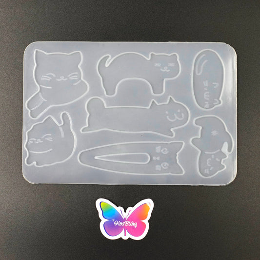 DIY cats and hair clip handmade silicone resin mold