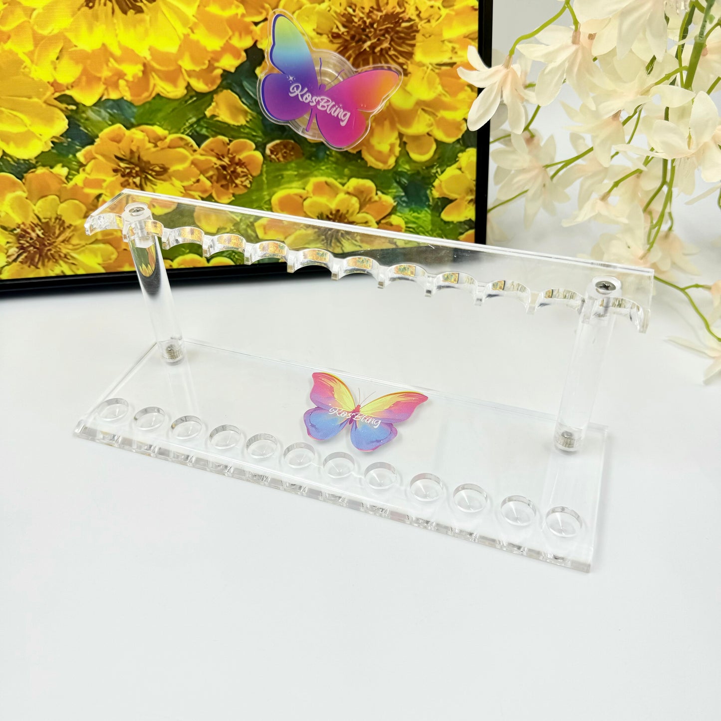 Kosbling Butterfly Print Acrylic Pen Rack