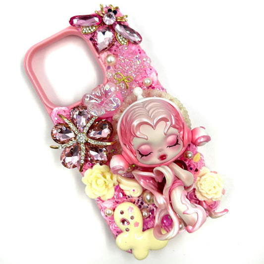 Kosbling handmade skullpanda pink queen cream iphone 16 phonecase