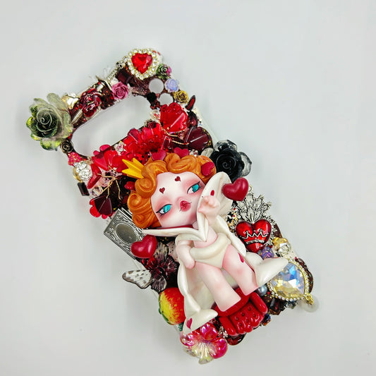 Kosbling handmade skullpanda red rose queen cream iphone 16 phonecase