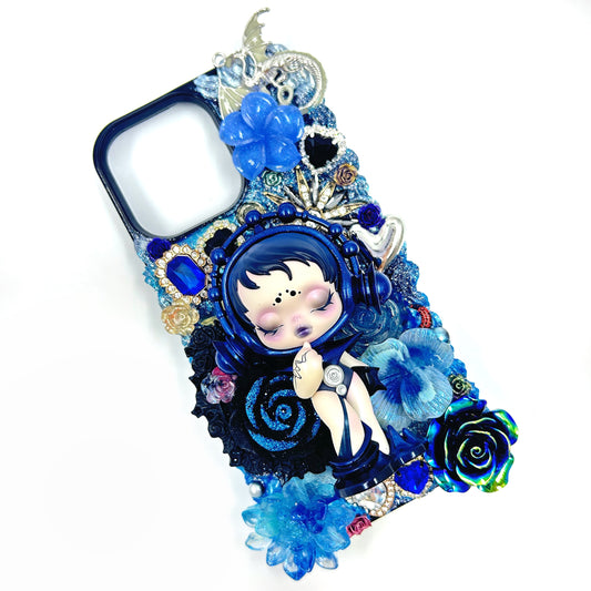 Kosbling handmade skullpanda blue queen cream iphone 16 phonecase