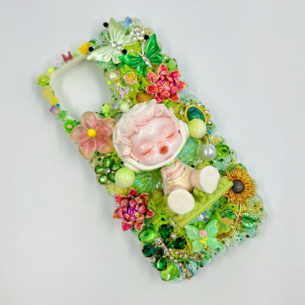 Kosbling handmade skullpanda green dream cream iphone 16 phonecase