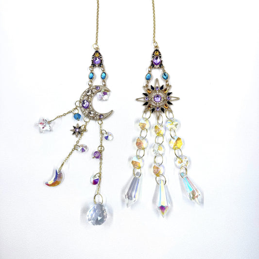 Colorful Diamond Sun and Moon Crystal suncatcher