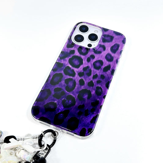 Blue gradient electroplating leopard print mobile phone case