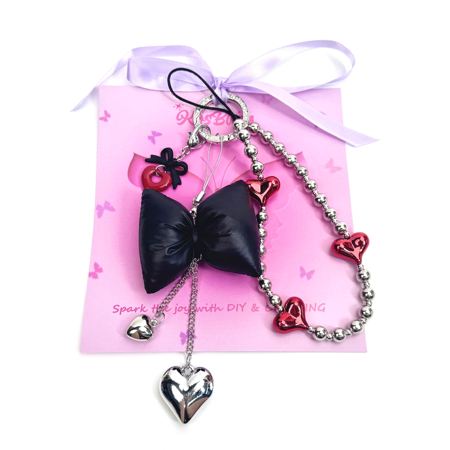 Black Leather Bow - Y2K Series - Kosbling keychian＆phonechain