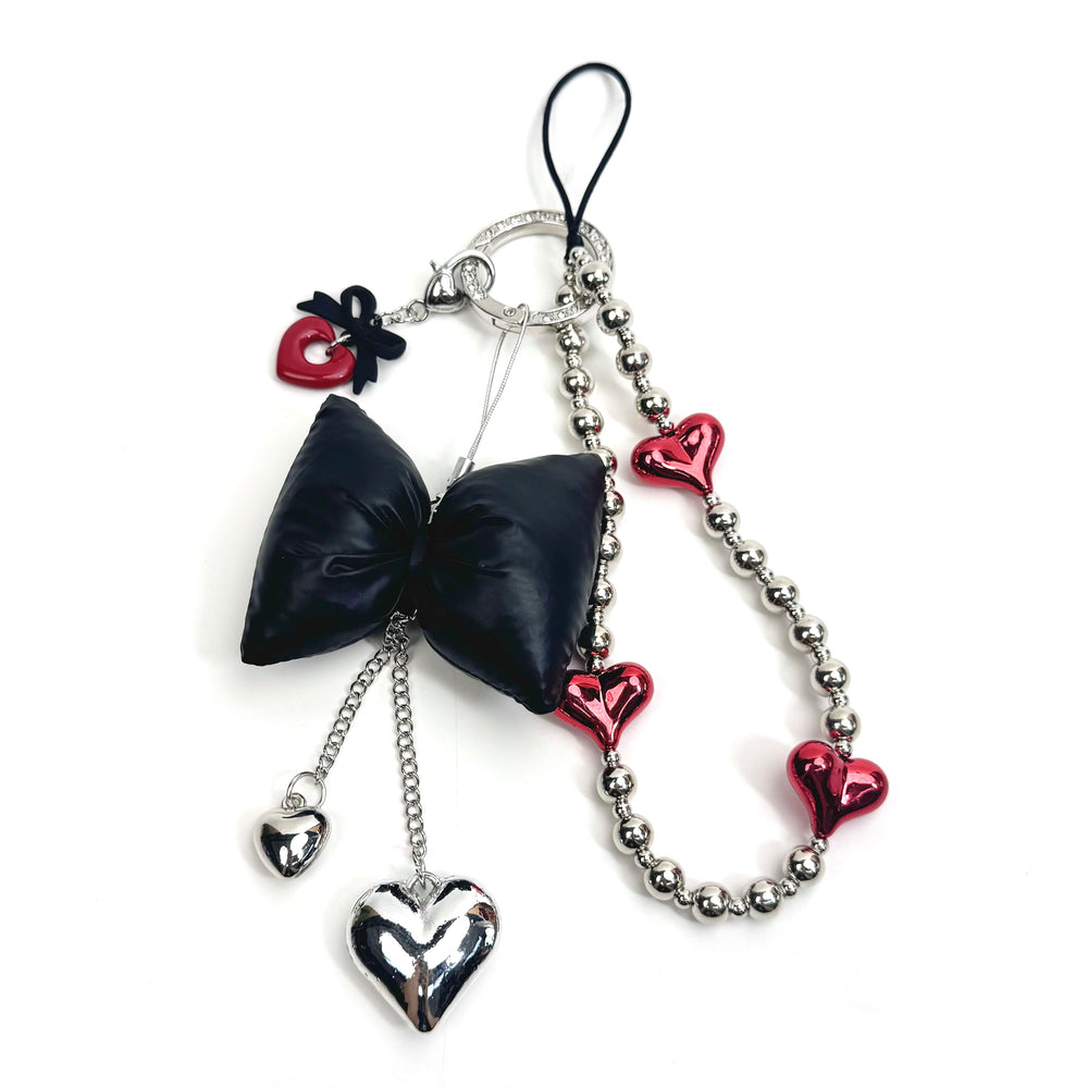 Black Leather Bow - Y2K Series - Kosbling keychian＆phonechain