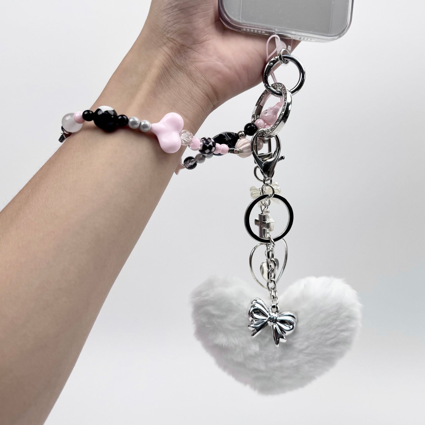 White Heart - Y2K Series - Kosbling keychian＆phonechain