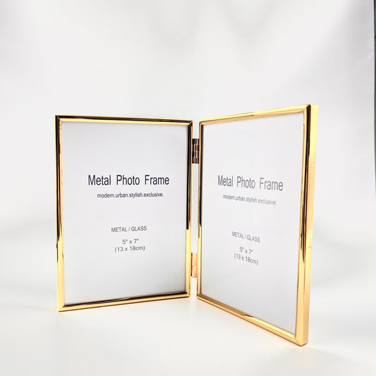 【Photo Frame】Dual-Pages Golden Edge Photo Frame