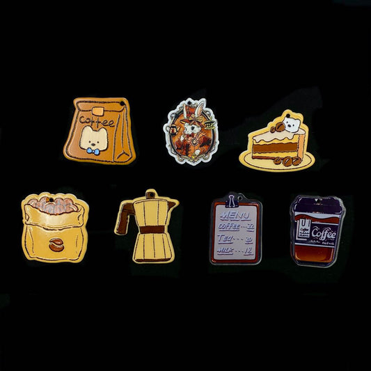 Coffee Time - Double Sided Acrylic Charm/Pendant Mix -supermix