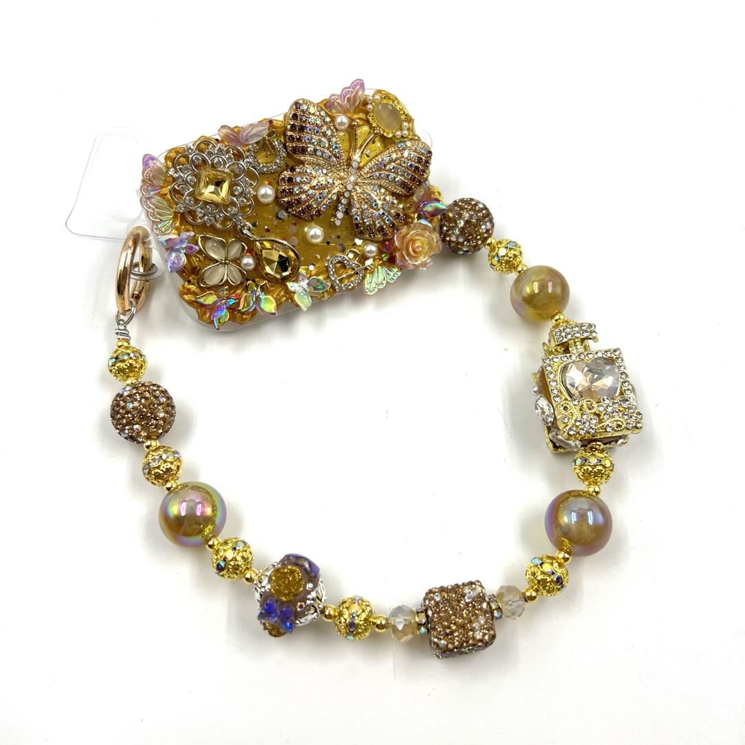 Handmade Phone Clip With Mirror - Cream Glue