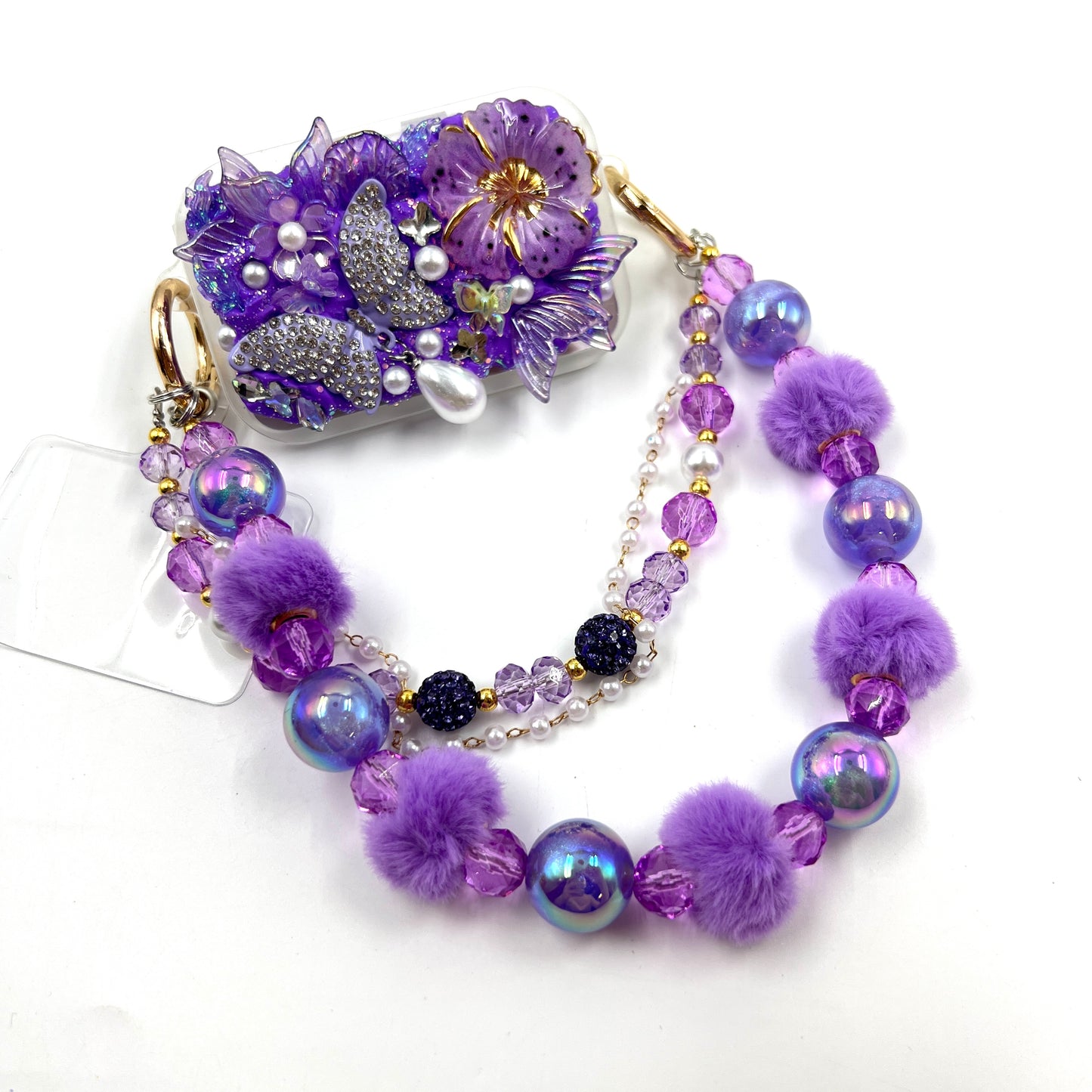 Handmade Phone Clip With Mirror - Cream Glue