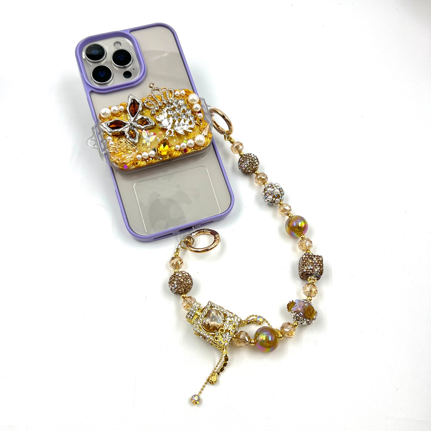 Handmade Phone Clip With Mirror - Cream Glue